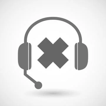 Remote assistance headset icon with  an irritating substance sign Stock Illustration