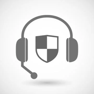 Remote assistance headset icon with  a shield Stock Illustration