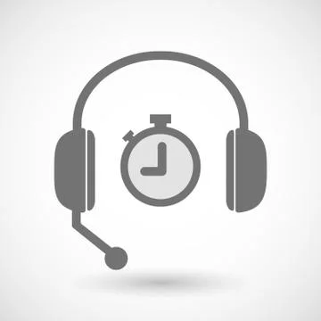 Remote assistance headset icon with  a timer Stock-Illustration