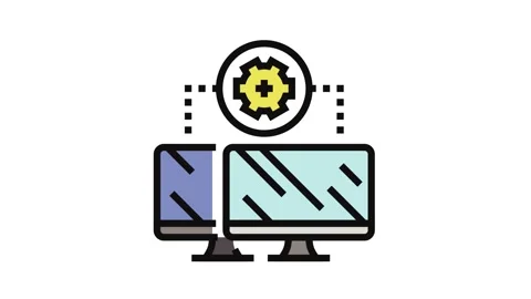 Remote assistance repair computer color icon animation Stock Footage 326106500