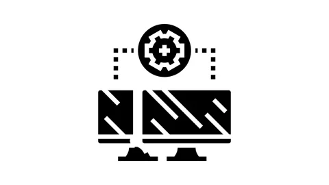 Remote assistance repair computer glyph icon animation Stock Footage 326153378