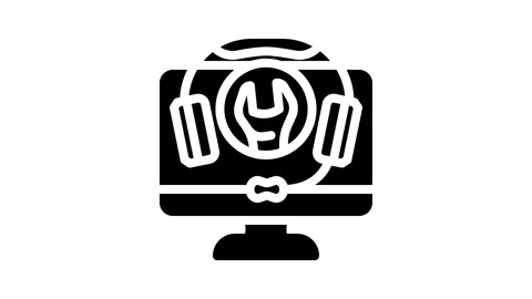 Remote assistance repair computer glyph icon animation Stock Footage 326741831