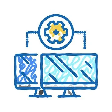 Remote assistance repair computer icon doodle illustration イラスト素材