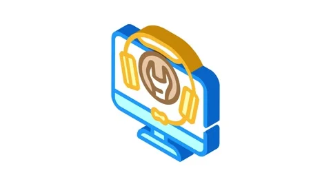 Remote assistance repair computer isometric icon animation Video stock 327288171
