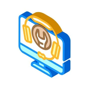 Remote assistance repair computer isometric icon vector illustration Illustrazione stock