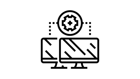 Remote assistance repair computer line icon animation Stock Footage 326132429