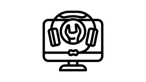 Remote assistance repair computer line icon animation Stock Footage 326758550