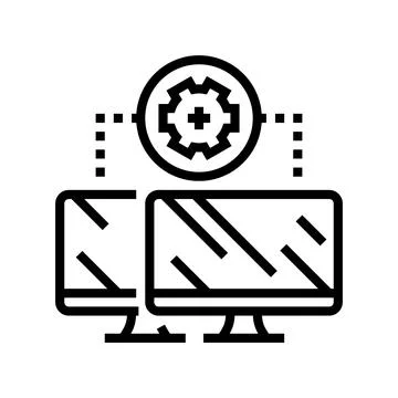 Remote assistance repair computer line icon vector illustration Illustrazione stock