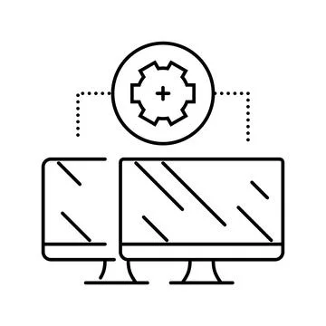 Remote assistance repair computer line icon vector illustration Illustrazione stock
