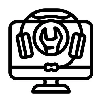 Remote assistance repair computer line icon vector illustration Stock Illustration