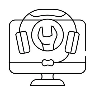 Remote assistance repair computer line icon vector illustration Stockillustratie