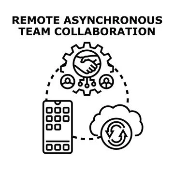 Remote asynchronous team collaboration digital project management Stock Illustration