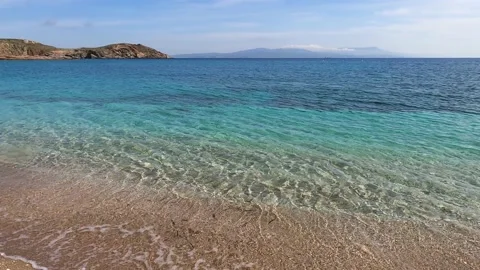 Remote beach and bay in Euboea island, Greece, on a bright sunny day. Clip wi Stock Footage 143655118