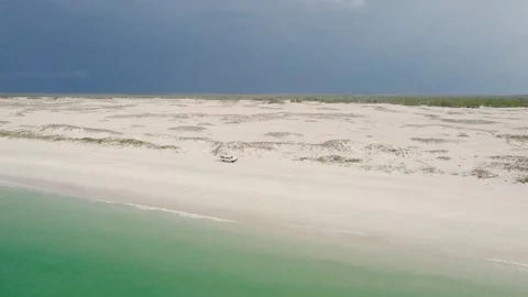 Remote Beach and Coastal Dunes on Traditional Aboriginal Country under Storm Stock Footage 341072887