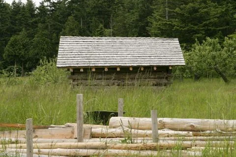 Remote beach cabin Stock Photos