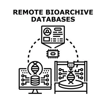 Remote bioarchive databases concept with genetic engineering data analysis Stock Illustration