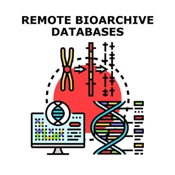 Remote bioarchive databases storing genetic medical information Stock Illustration