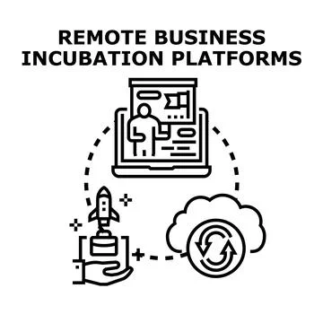 Remote business incubation platforms supporting startup growth Stock Illustration