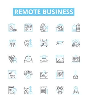 Remote business vector line icons set. Remote, Business, Teleworking イラスト素材