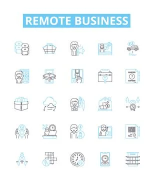 Remote business vector line icons set. Remote, Business, Teleworking Stock Illustration