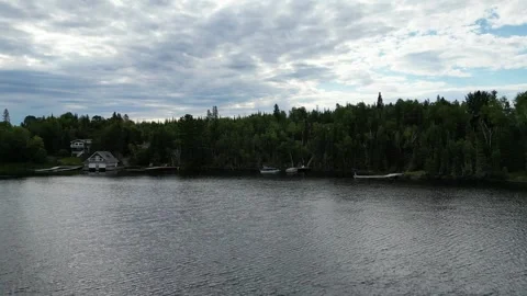 Remote cabin house by the lake Stock-Footage 320285443