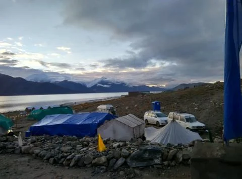 A remote camping area Stock Photos