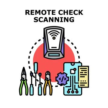 Remote check scanning process and digital financial management Stock Illustration