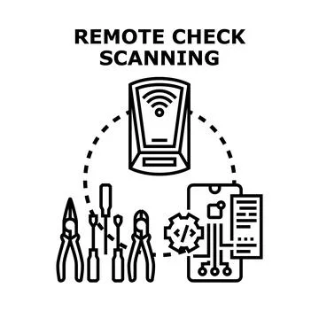 Remote check scanning process and digital financial management Stock Illustration