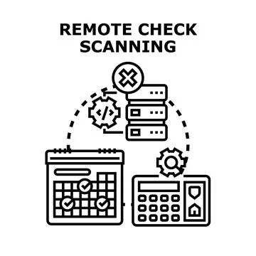 Remote check scanning process and digital banking solution Stock Illustration
