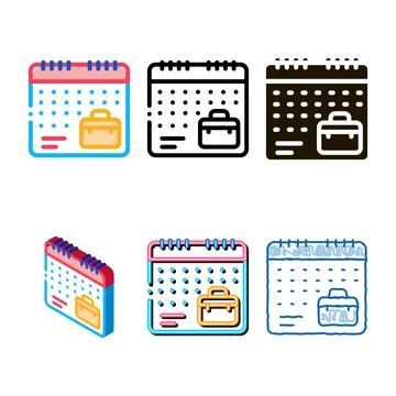 Remote clean work calendar icon vector outline Stock Illustration