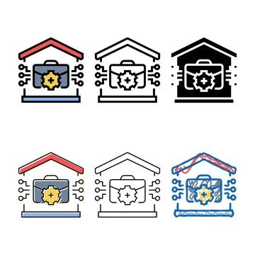 Remote clean work modern business color icon vector 库存插图