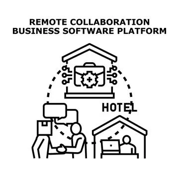 Remote collaboration business software platform concept Illustrazione stock