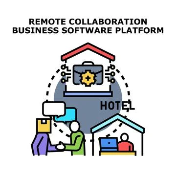 Remote collaboration business software platform concept Stockillustratie