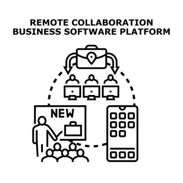 Remote collaboration business software platform concept 库存插图