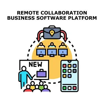 Remote collaboration business software platform concept Stockillustratie