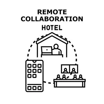 Remote collaboration hotel concept working remotely Stock Illustration
