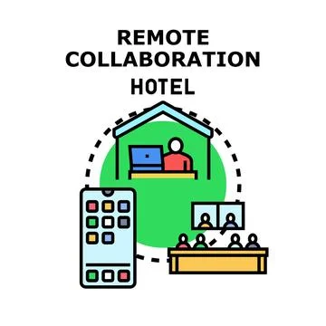 Remote collaboration hotel concept working remotely Stock Illustration
