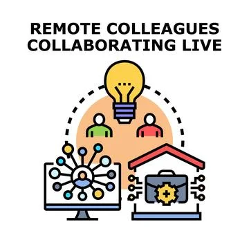 Remote colleagues collaborating live on innovative ideas digitally 스톡 일러스트