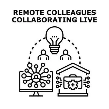 Remote colleagues collaborating live on innovative ideas digitally Stock Illustration