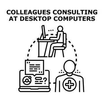 Remote colleagues consulting on digital customer support concept Stock Illustration