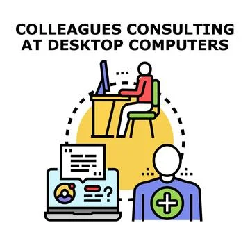 Remote colleagues consulting on digital customer support concept Stock Illustration
