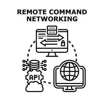 Remote command networking concept with secure access Stock Illustration