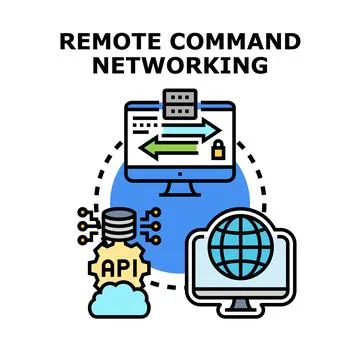 Remote command networking concept with secure access Stock Illustration
