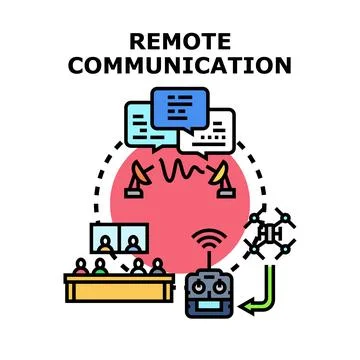 Remote communication and distant data exchange concept Illustrazione stock