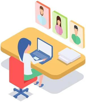 Remote communication program for computer. Distance chatting, internet video イラスト素材