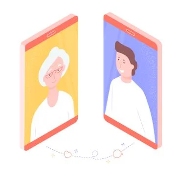 Remote communication of relatives Stockillustratie