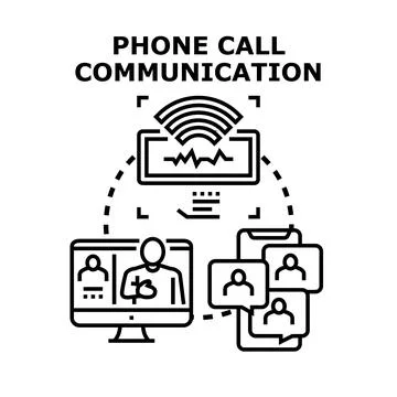 Remote communication using video conferencing and smartphone calls Stock Illustration