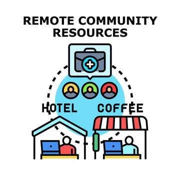 Remote community resources supporting digital nomad workers Illustrazione stock