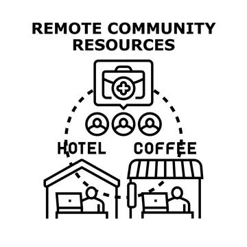 Remote community resources supporting digital nomad workers Stock Illustration