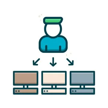 Remote Computer Management Icon, sever. Vector illustration Stock Illustration